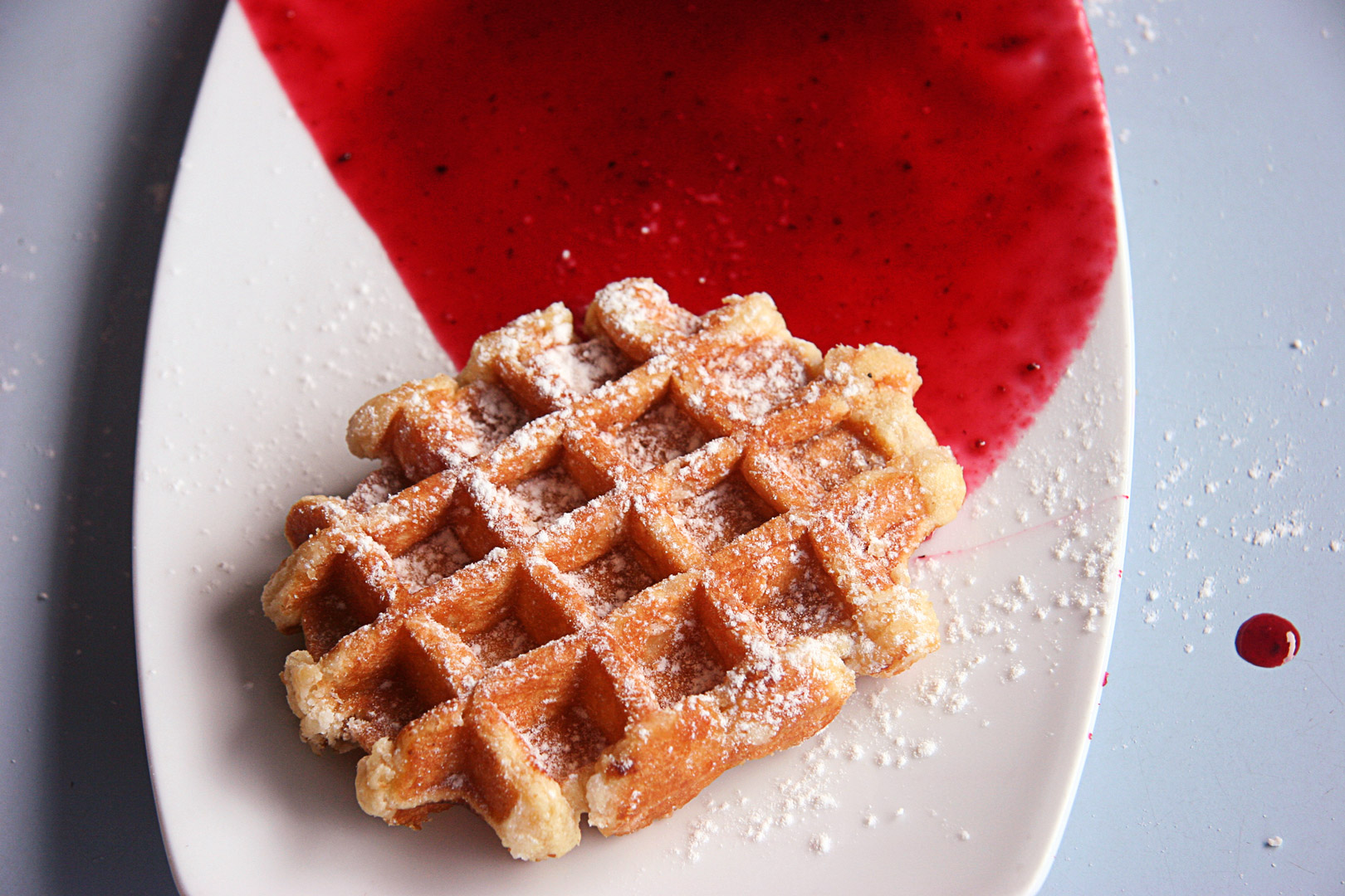 Belgian Waffle with Strawberry Sauce