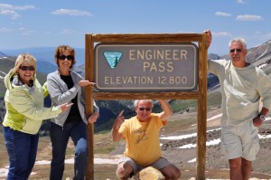 Sue, Sandy Mike and Mark at Engineer Pass in Colorado