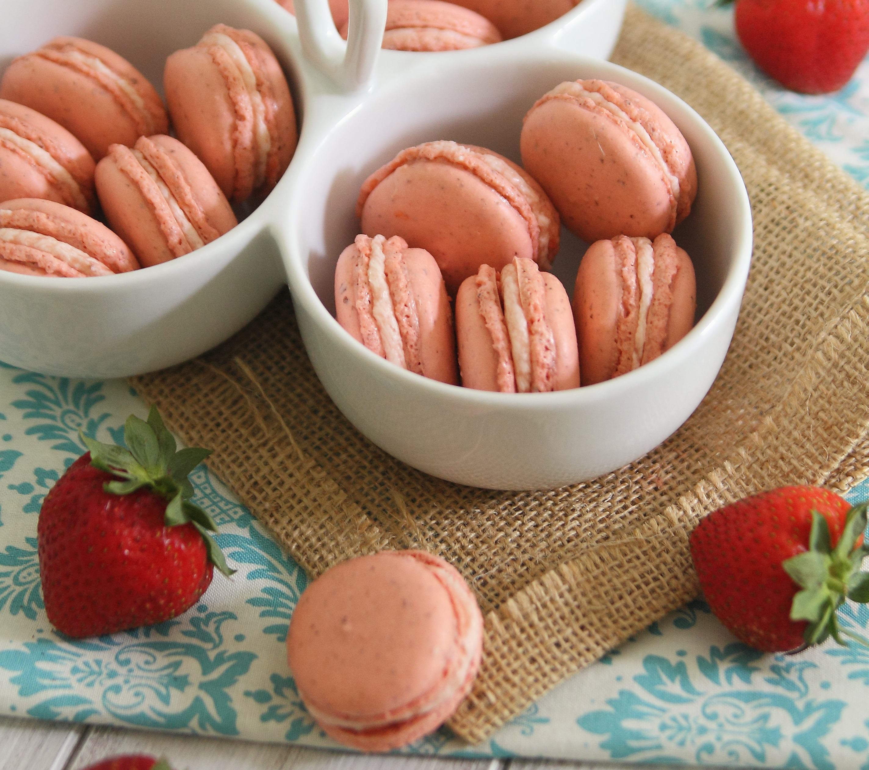 Strawberry Rhubarb Macarons