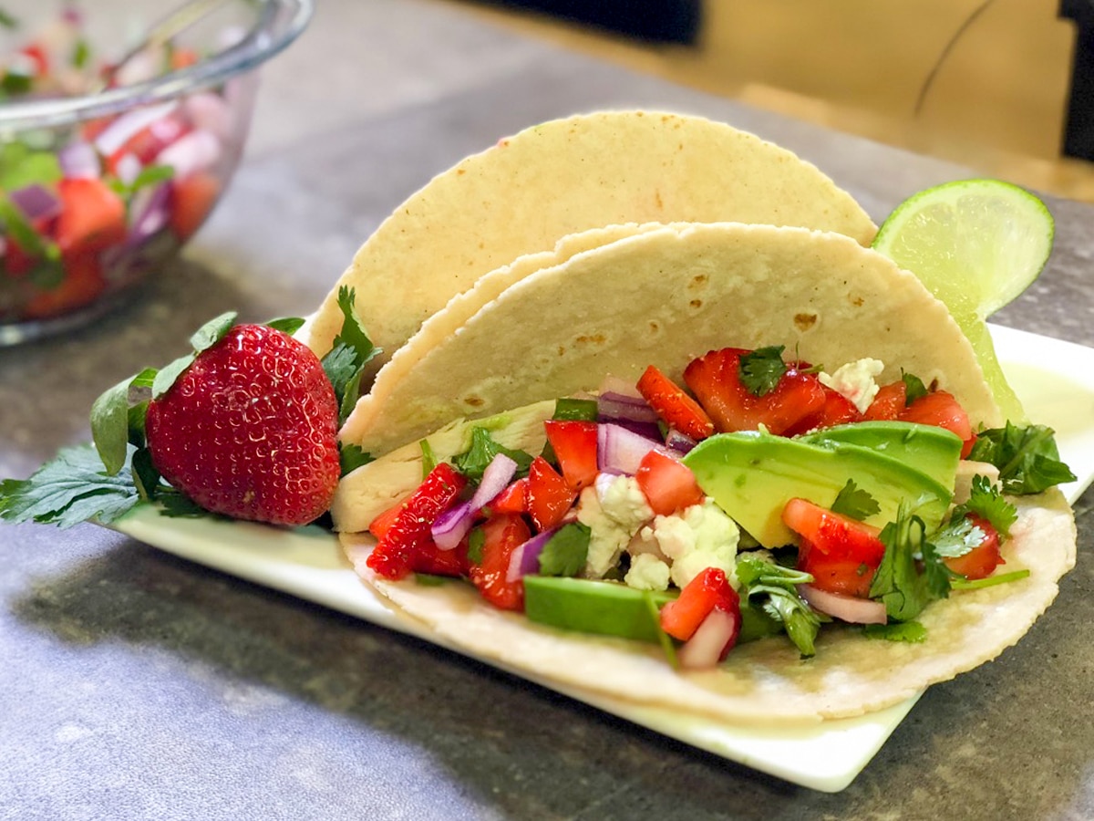 Chicken Fajitas with Strawberry-Jalapeno Salsa