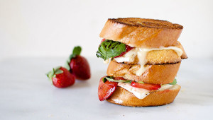 Savory Balsamic Roasted Strawberry and Basil Grilled Cheese by Pass the Sushi