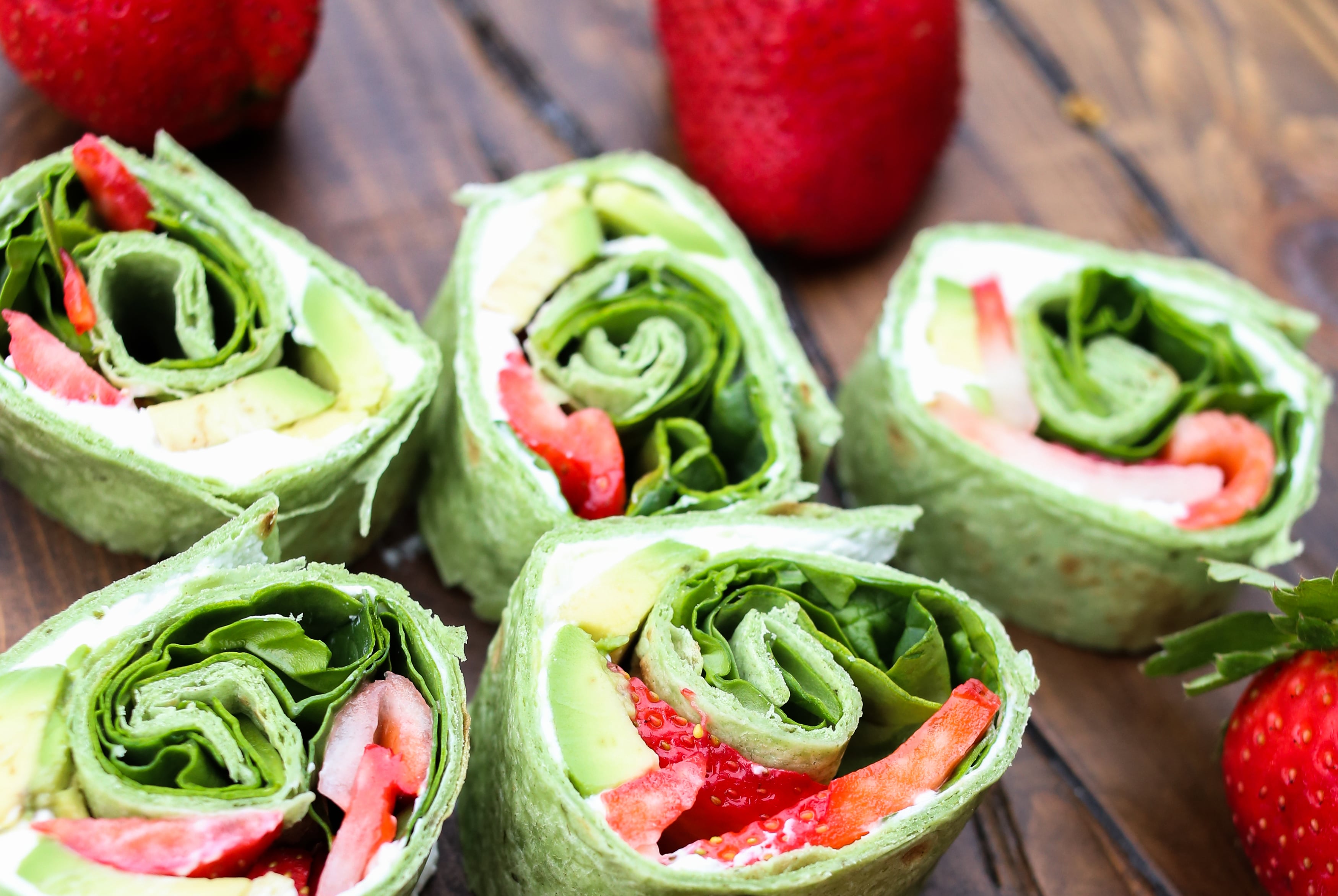 Strawberry Avocado Pinwheels by Helpful Homemade