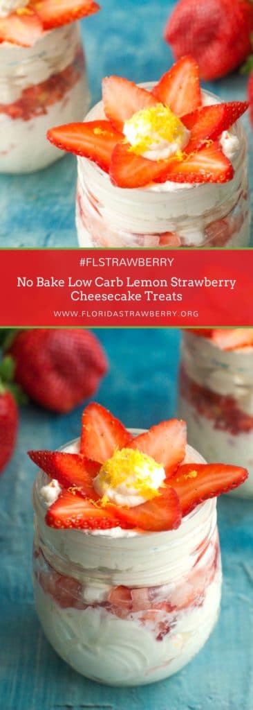 No Bake Low Carb Lemon Strawberry Cheesecake Treats